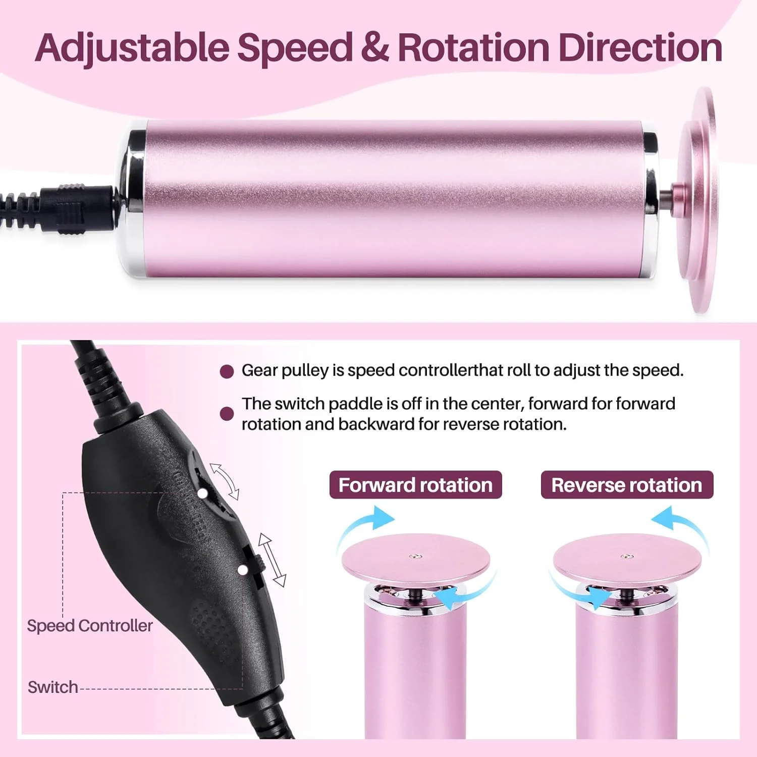 مزيل ملف القدم الكهربائي، أداة باديكير احترافية لإزالة مسامير القدم، مطحنة ملفات القدم ذات السرعة القابلة للتعديل للبشرة والجلد #2