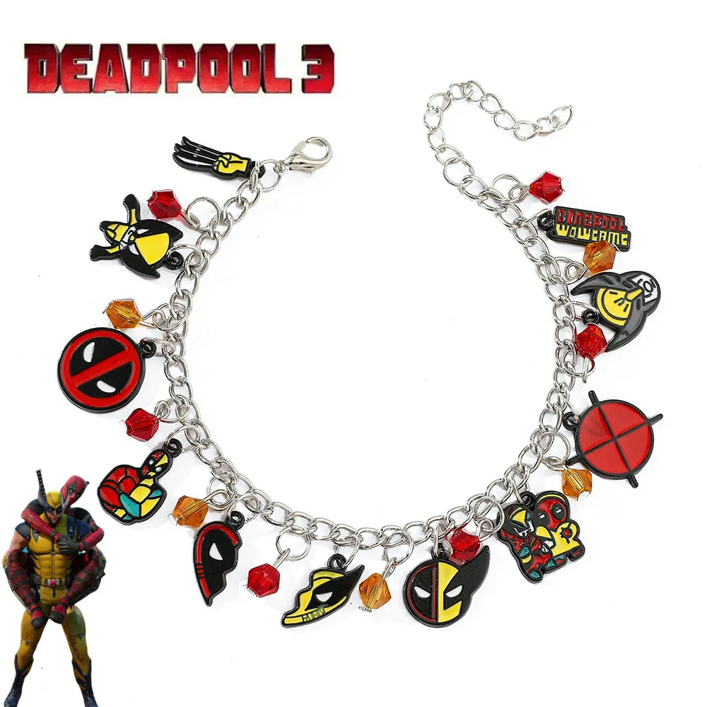 

Marvel Deadpool 3 Wolverine Accessory Bracelet DIY Peripheral Creative Alloy Drop Oil Pendant Accessory Bracelet Wholesale