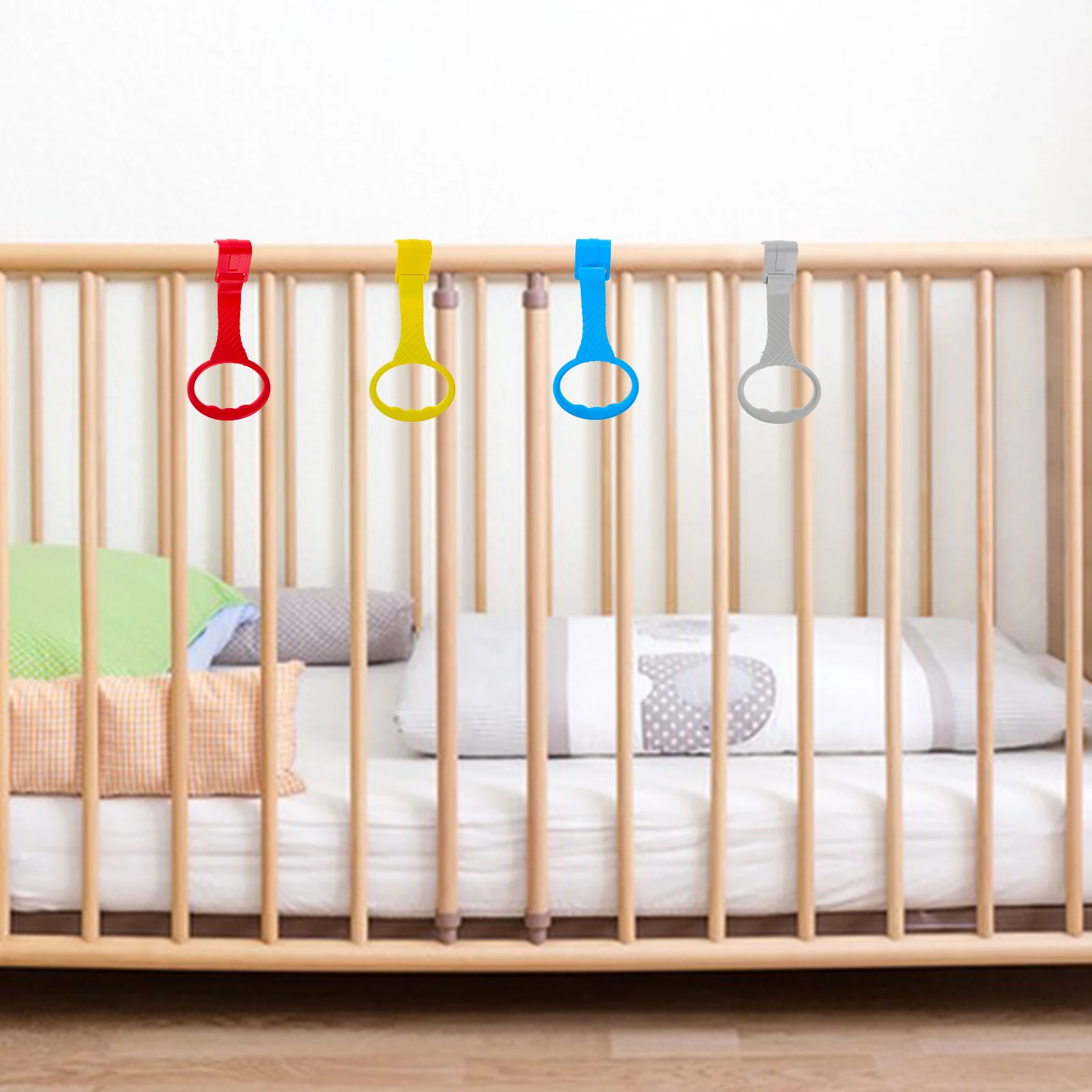 4 قطعة سرير الرضع سحب ما يصل خواتم الطفل الدائمة المساعدة الحضانة سحب ما يصل القضبان المشي المعونة سرير بيبي دعم خواتم #5