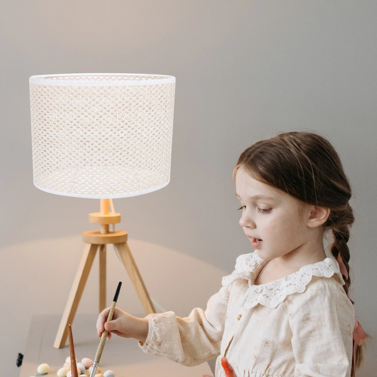 

1Pcs Woven Lampshade Durable Lightweight Lamp Cover Bedside Wall Floor Lamp Decor Practical Light Accessory Woven Lampshade