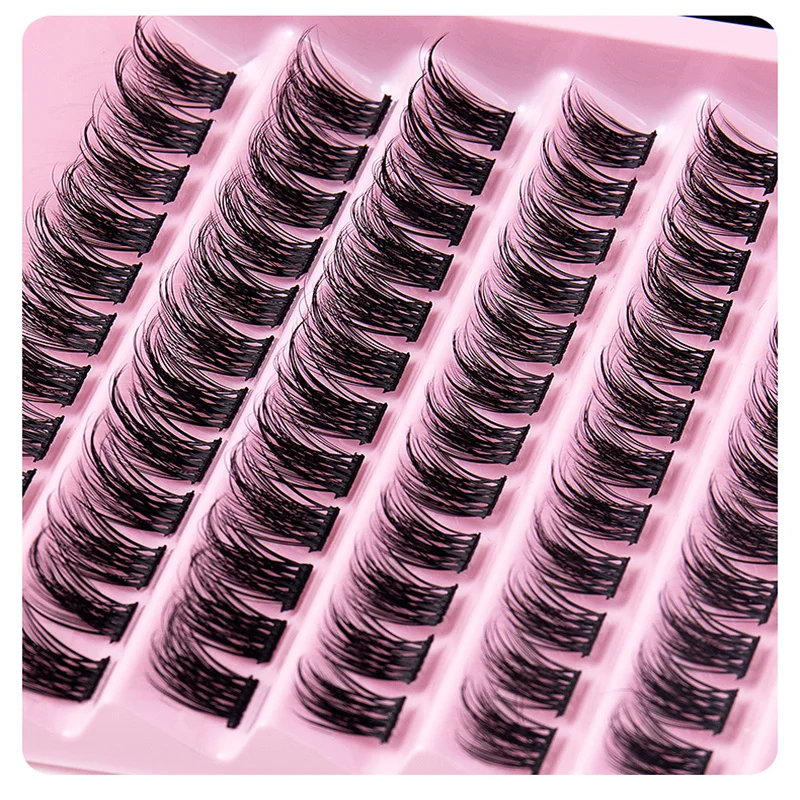 120 Clusters/Boxes Min lengths  D Curl Thin band Nature soft fluffy strong reusable eyelashtweezers Glue/Eyelash kits