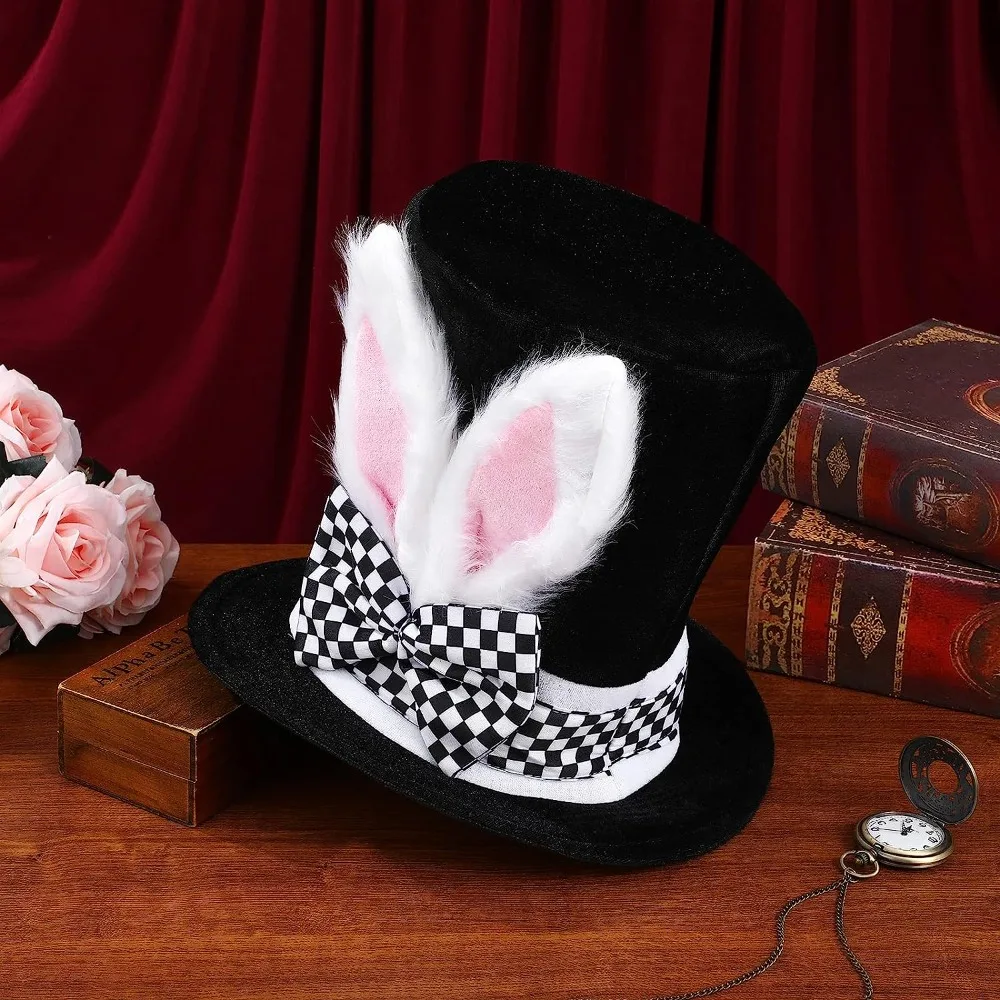 

Easter White Rabbit Black Costume Top Hat Rabbit Ear Top Hat Cute Rabbit Headband Easter Party Decoration Costume Accessories