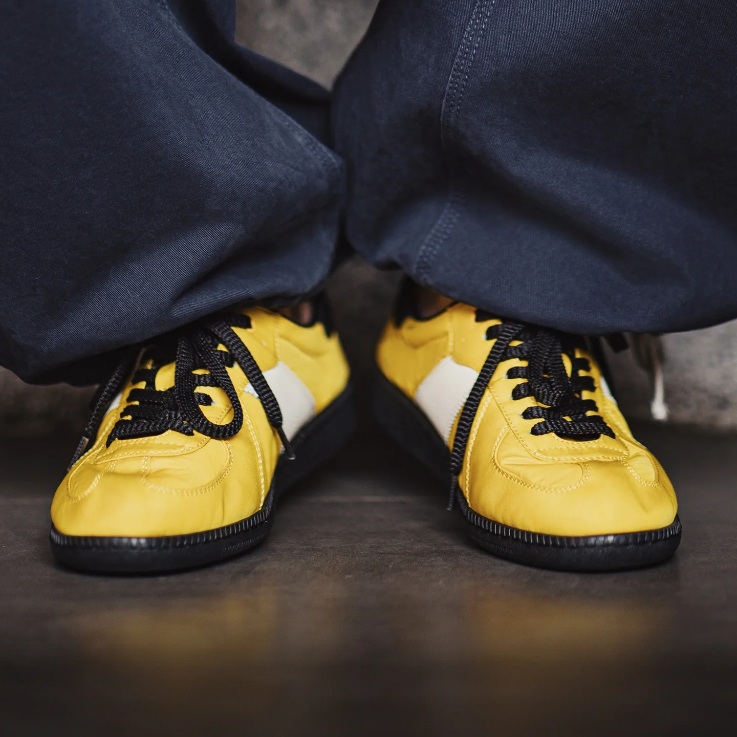 Maden Unisex Vintage Yellow Sneakers Classic Low Top Flat Sole Lightweight Casual German Trainers Lace Up Commuter Shoes view 5