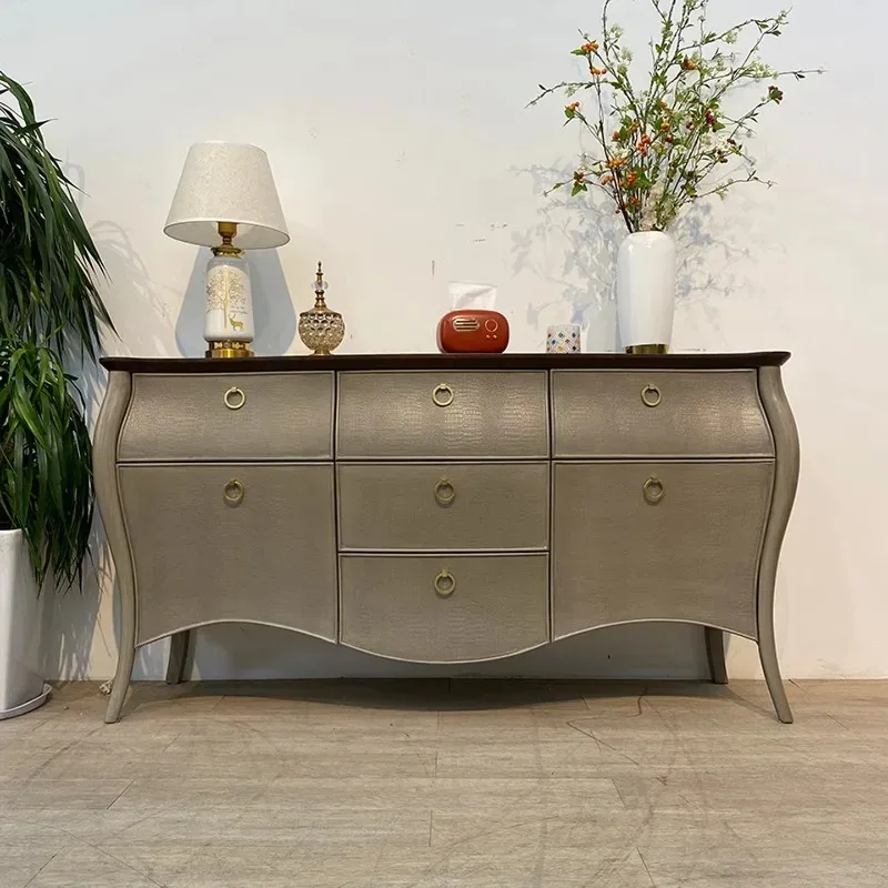 

Solid wood chest high-end villa foyer porch cabinet corridor decorative side cabinet Italian light luxury dining side cabinet