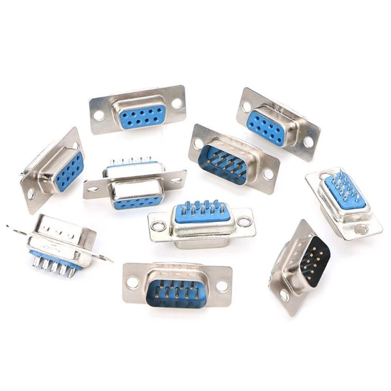 5 pares 10 Uds Db9 macho y hembra Rs232 conectores de clavija de puerto serie de soldadura de cable de 9 pines