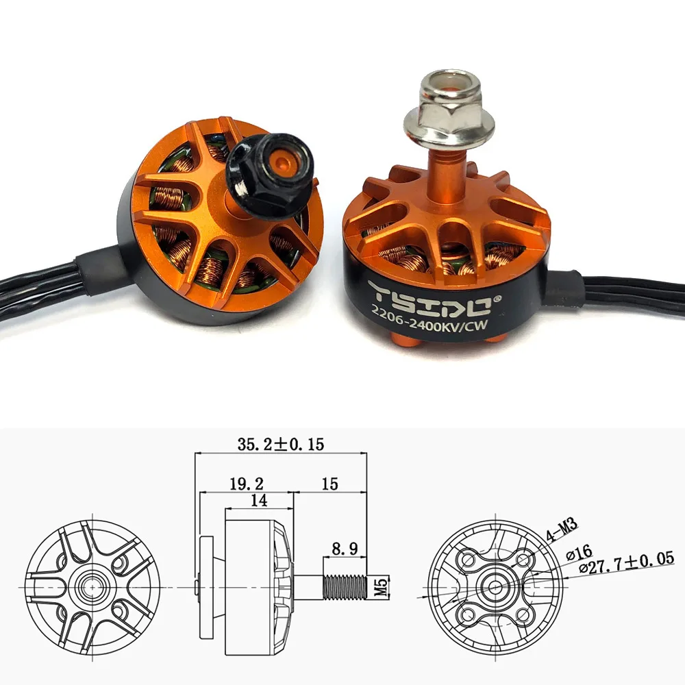 YSIDO RC MODEL 2206 2400KV 2-6S Brushless Motor For EMAX FPV Racing Freestyle Long Range Drones