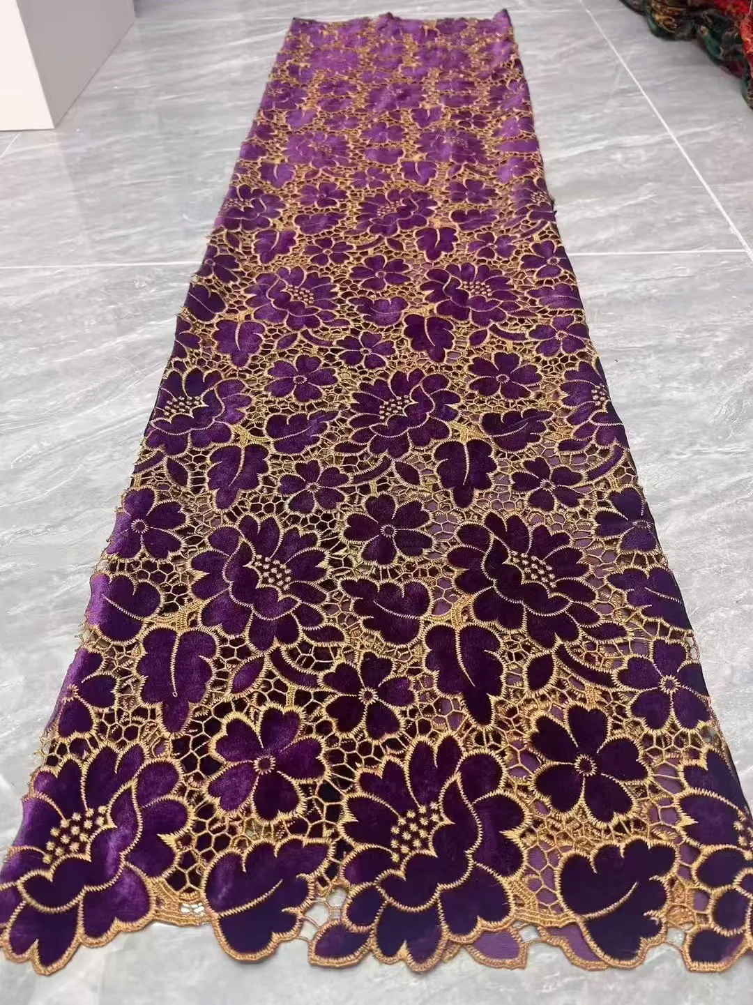 

African Velvet Cord Lace Fabric 2026 High Quality Nigerian Gilding Guipure Cord Lace Fabric For Wedding Sewing Dress Materials