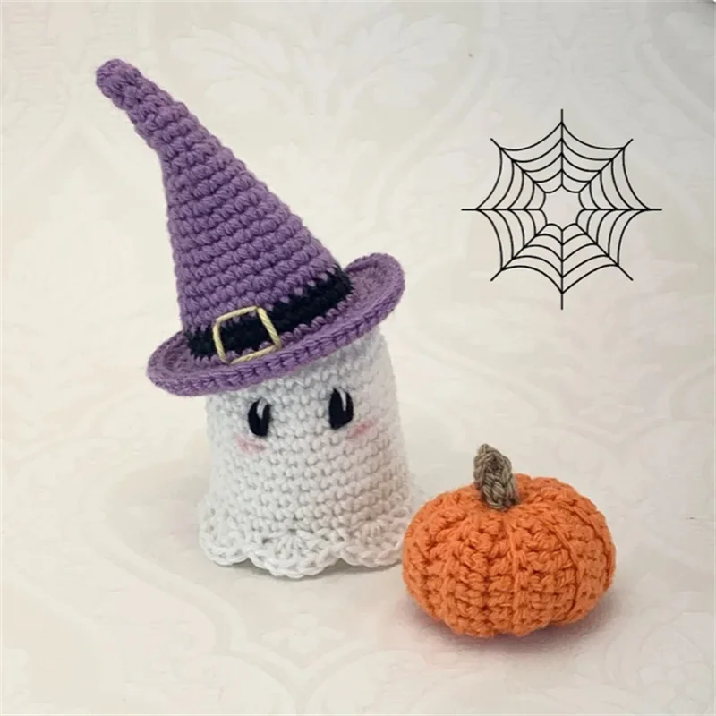 Cute Handmade Knitted Ghost pumpkin Doll Crochet Wool Dolls Pendant Halloween Home Decoration Party Gifts Room Decor