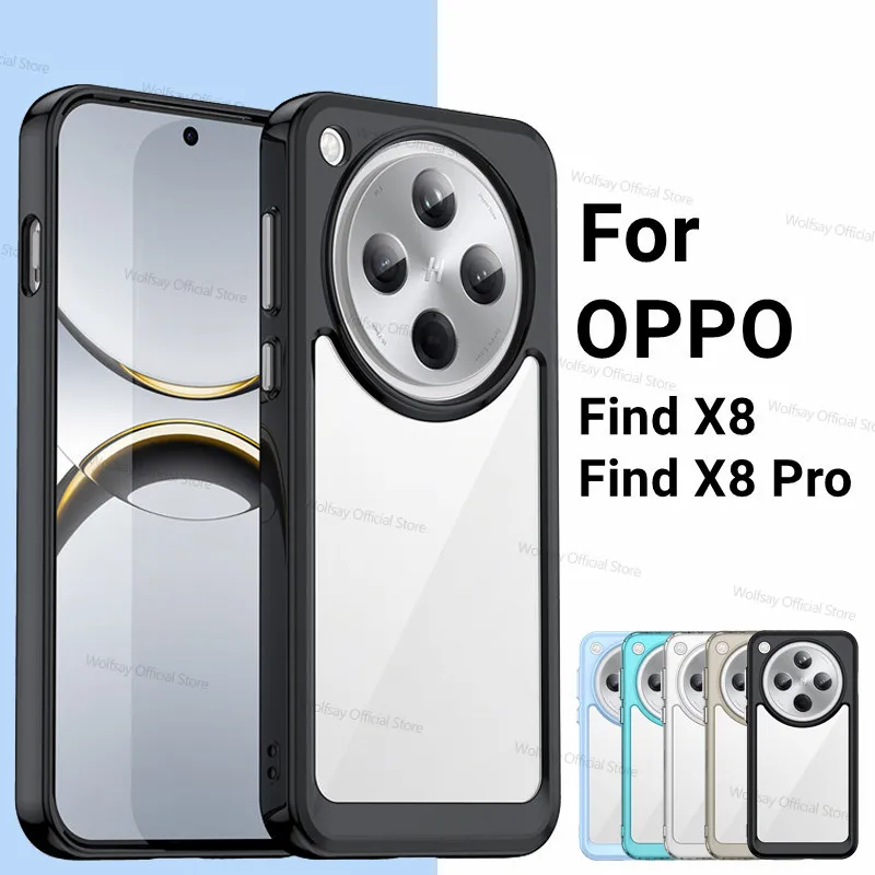 For OPPO Find X8 Case For OPPO Find X8 X8 Pro 5G Cover Clear PC + TPU Silicon Shockproof Protective Phone Cover For OPPO Find X8