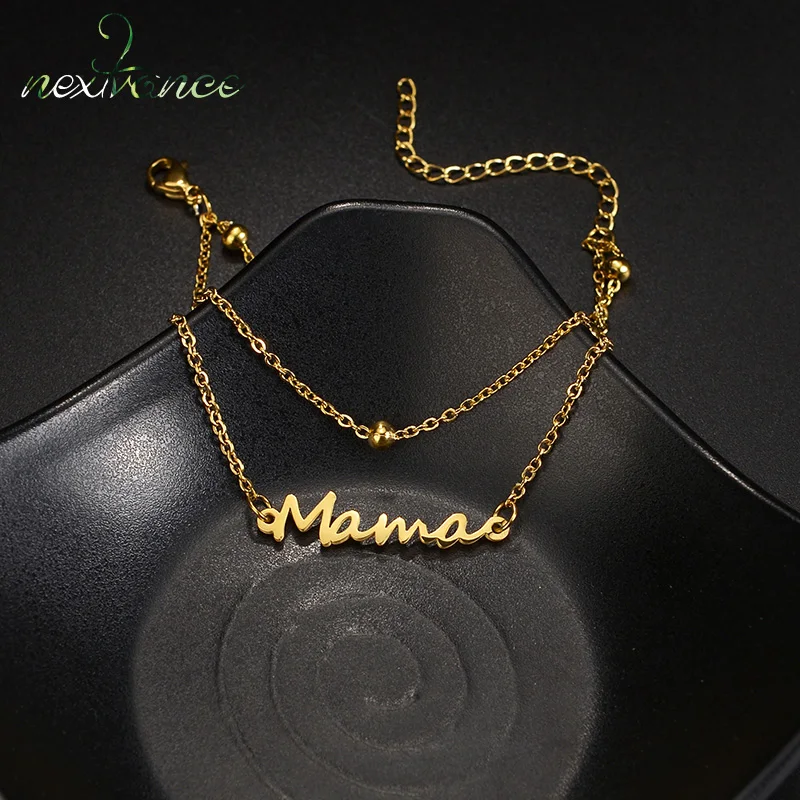 

Браслеты Nextvance из нержавеющей стали с двойным слоем, изящные повседневные украшения для детей, для путешествий, с бусинами, с отверстиями