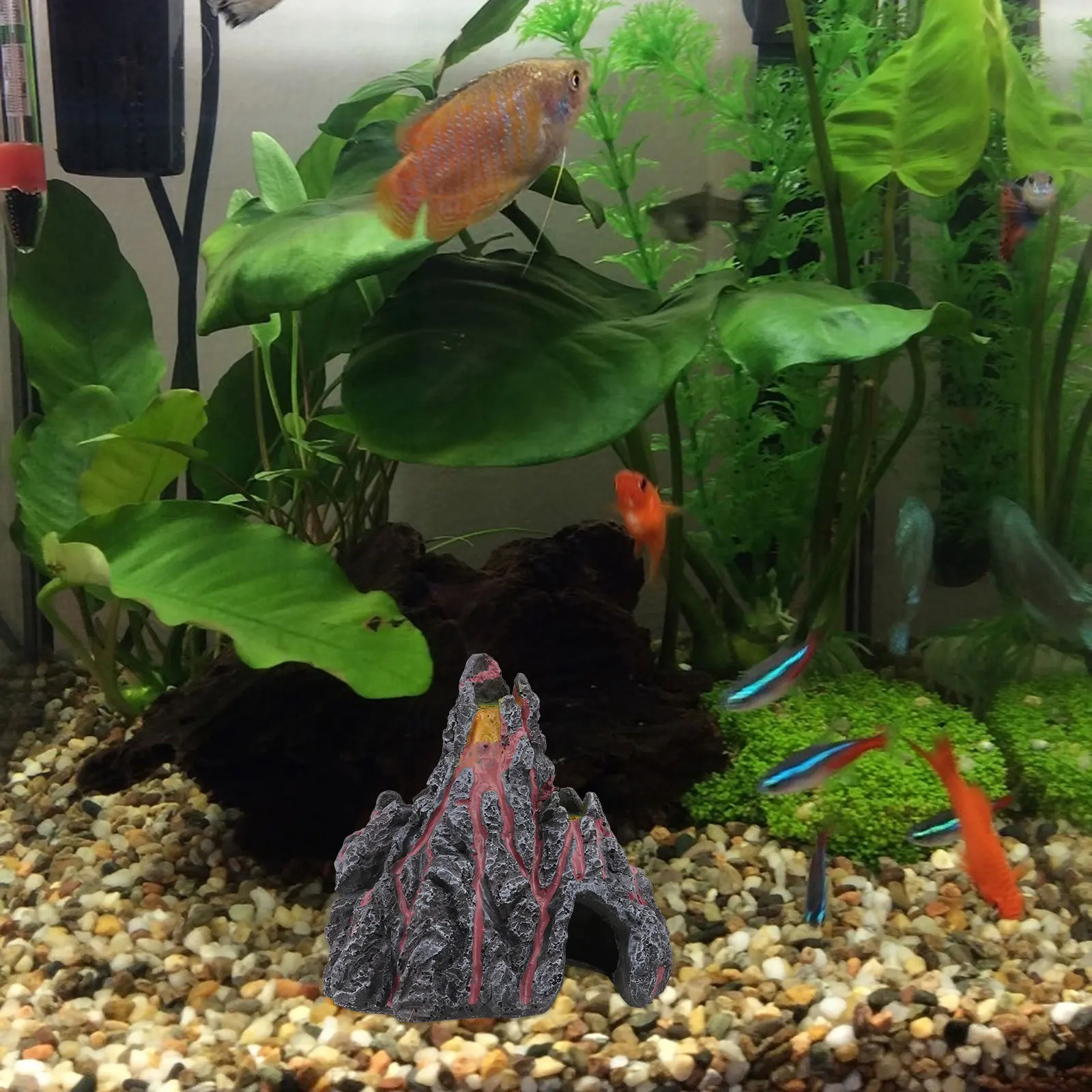 2Pcs Fireproof Simulation Volcano Resin Ornament Creative Fish Tank Accessory Landscape Decor Imitation Volcano