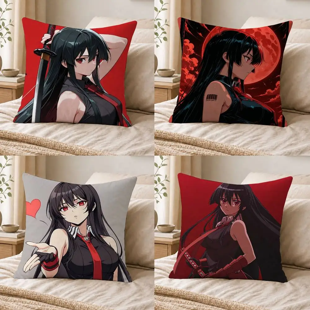 Anime Akame ga Kill Double-sided Printed Square Decorative Cushion Cover for Sofa Living Room Home Decor