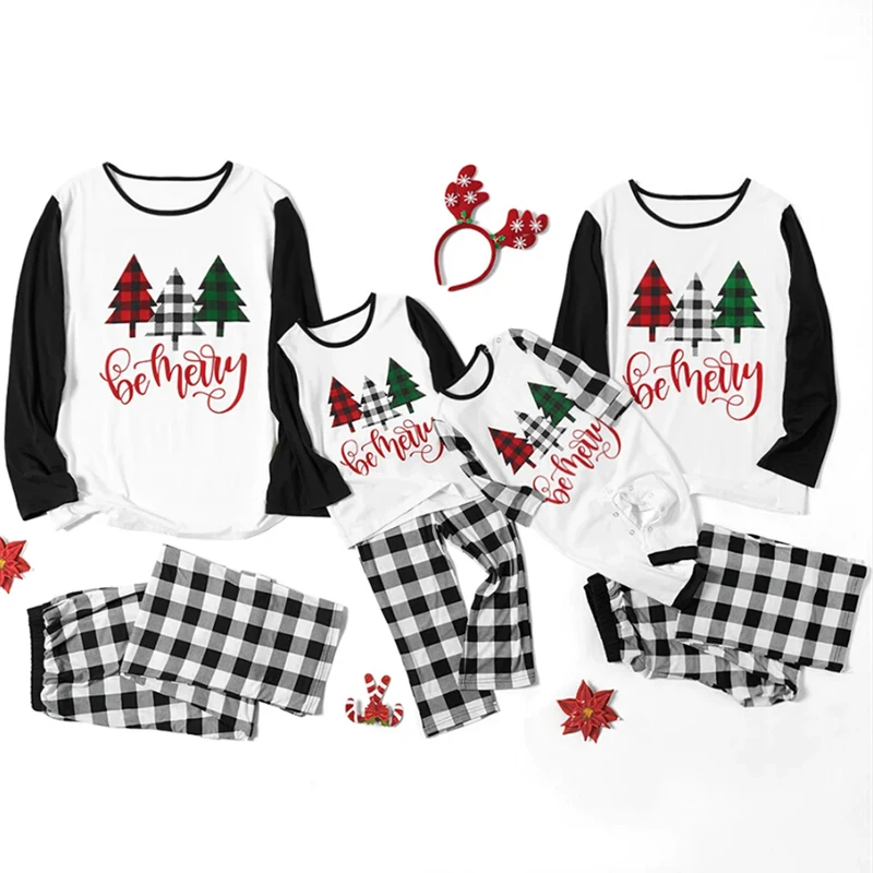 

Matching Family Christmas Pajamas Set with Reindeer Pattern 3Pcs Clothes Mom Dad Kid Baby Romper Sleepwear Outfit