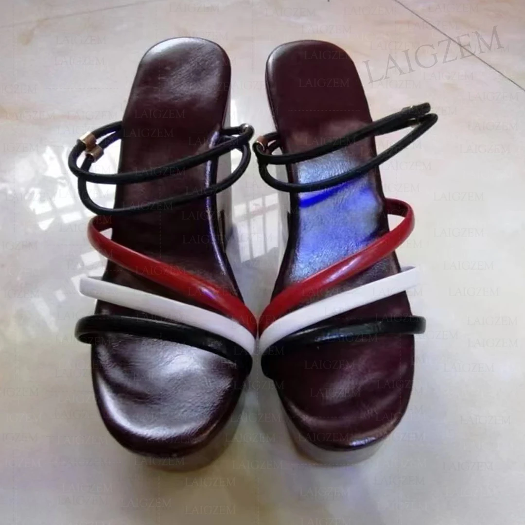 DOHBANER sandal wanita hak tebal tali pompa wanita ujung terbuka nyaman sepatu buatan tangan wanita ukuran besar 39 41 43 46