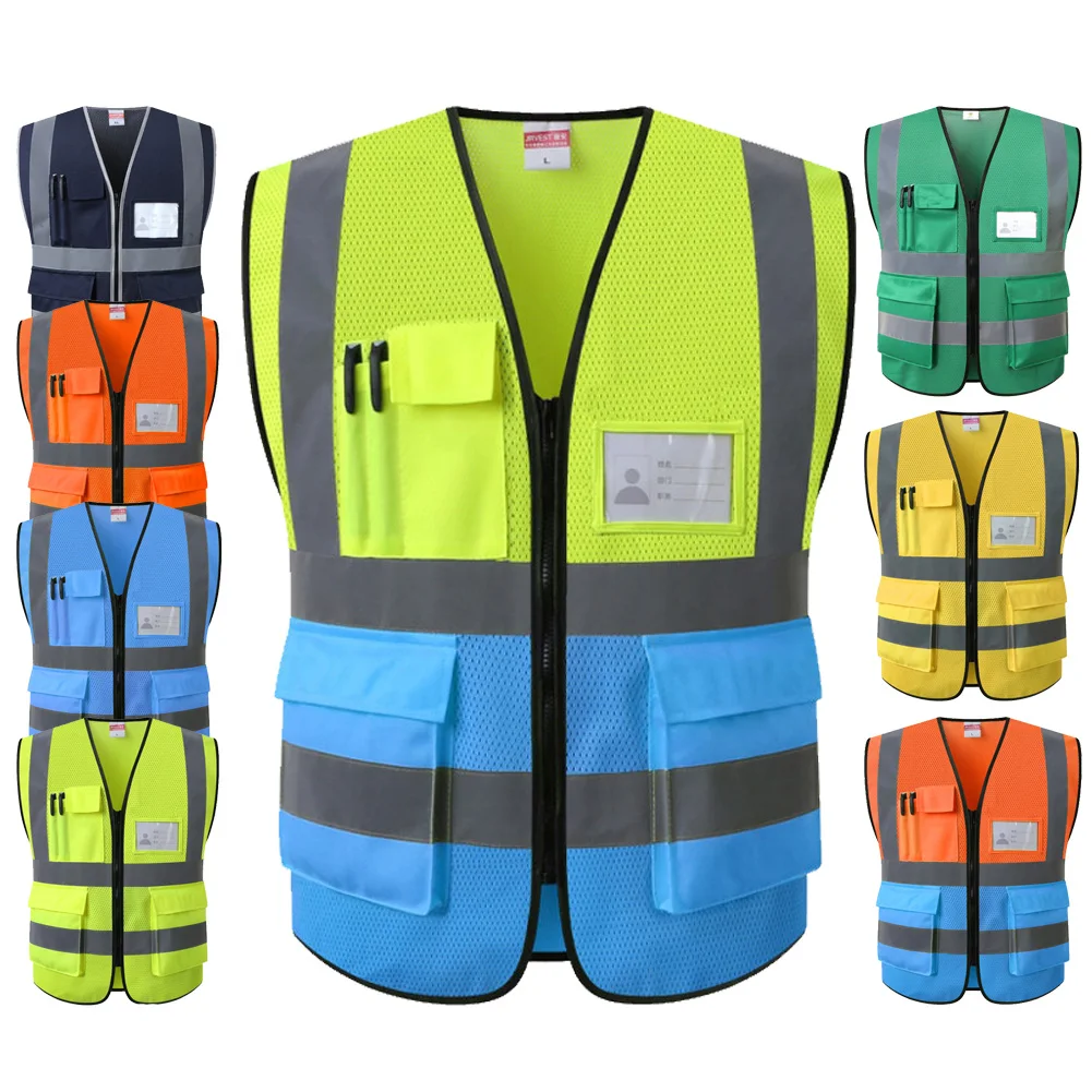 

Жилет Hi Vis на бретельках, жилет Hi Viz с карманами, светоотражающий сетчатый защитный жилет для работы, летняя дышащая жилетка для работы