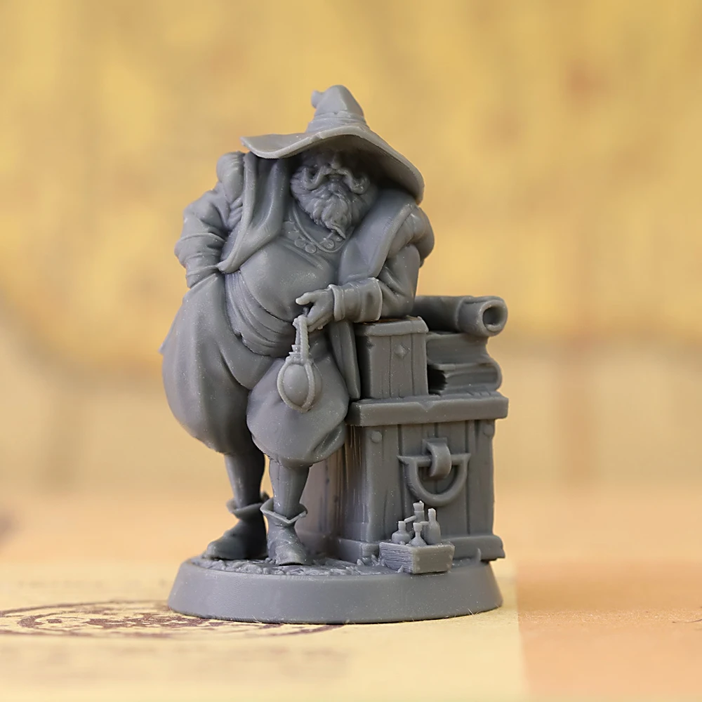Fat Wizard Alchemist Resin Miniature Unpainted Figure,  Tabletop Wargame RPG Miniatures, Fantasy Sorcerer Model for Painting Col