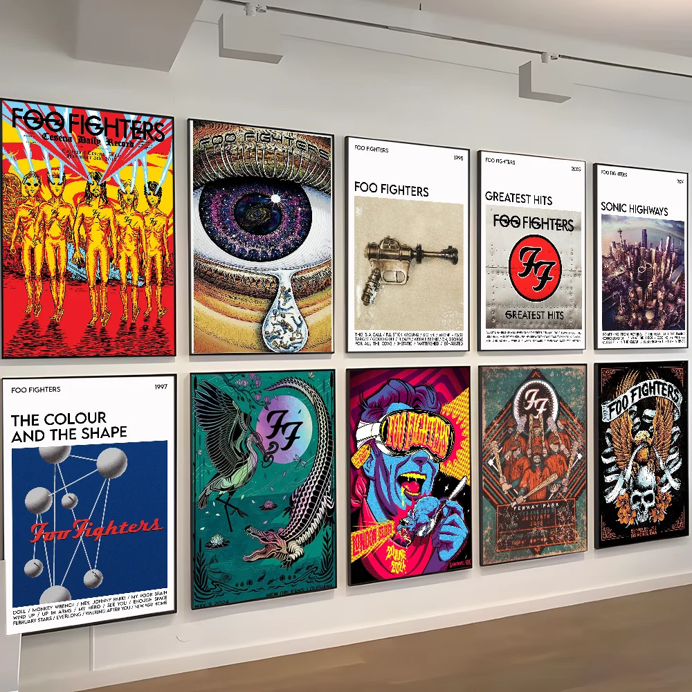 Foo Fighters Band-carteles clásicos Vintage, decoración de pared, pintura, arte, Papel Kraft blanco, decoración de habitación Kawaii