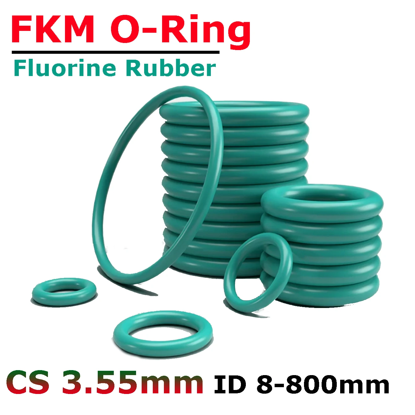 

Green FKM O-Rings Cross Section CS 3.55mm ID 8-800mm Fluorine Rubber O Ring Sealing Washer Gasket Oil Resistant Acid & Alkali
