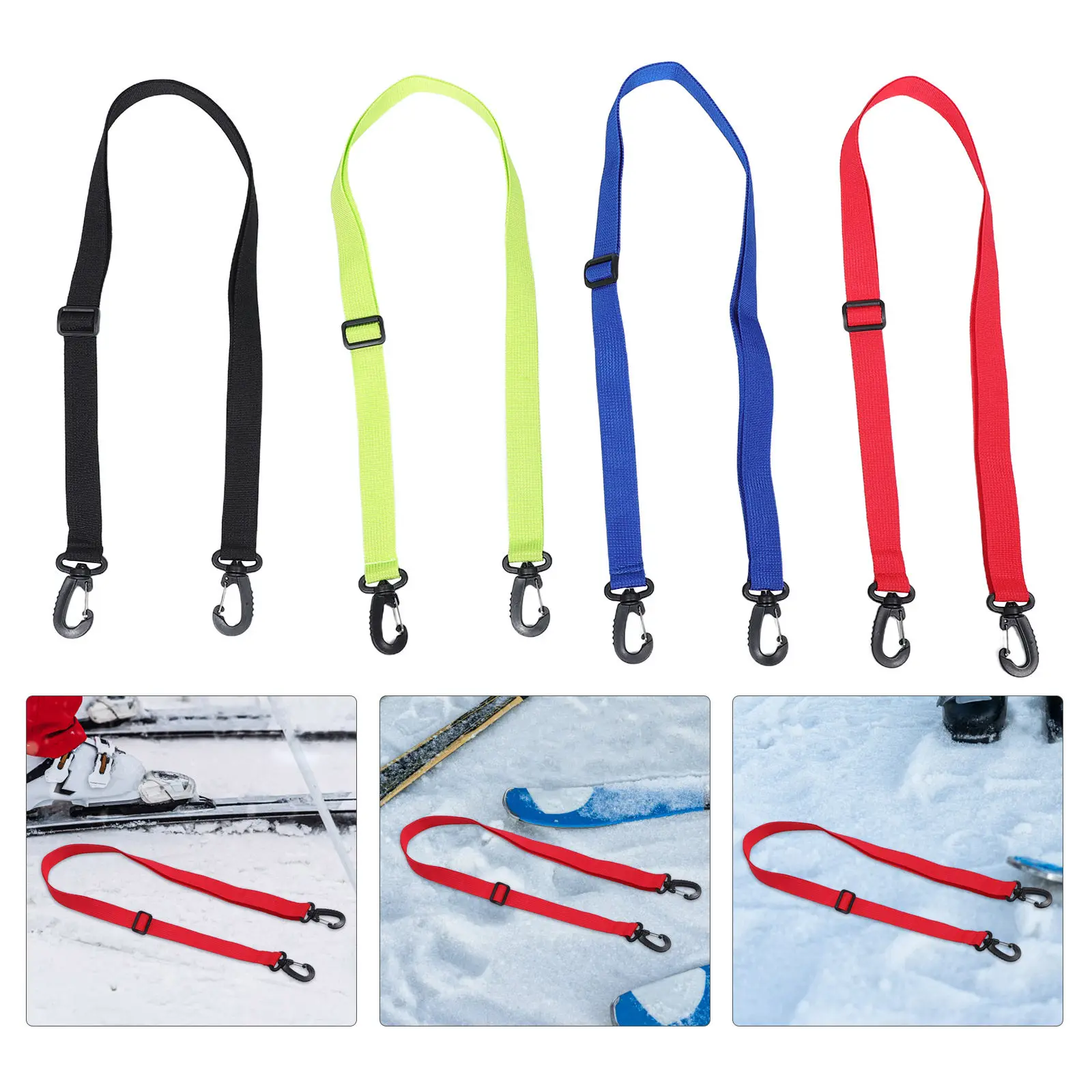 

Комплект из 4 многофункциональных регулируемых износостойких ремней для переноски лыжных ботинок, роликовых коньков, сноубордов и ледовых коньков (для использования без рук)