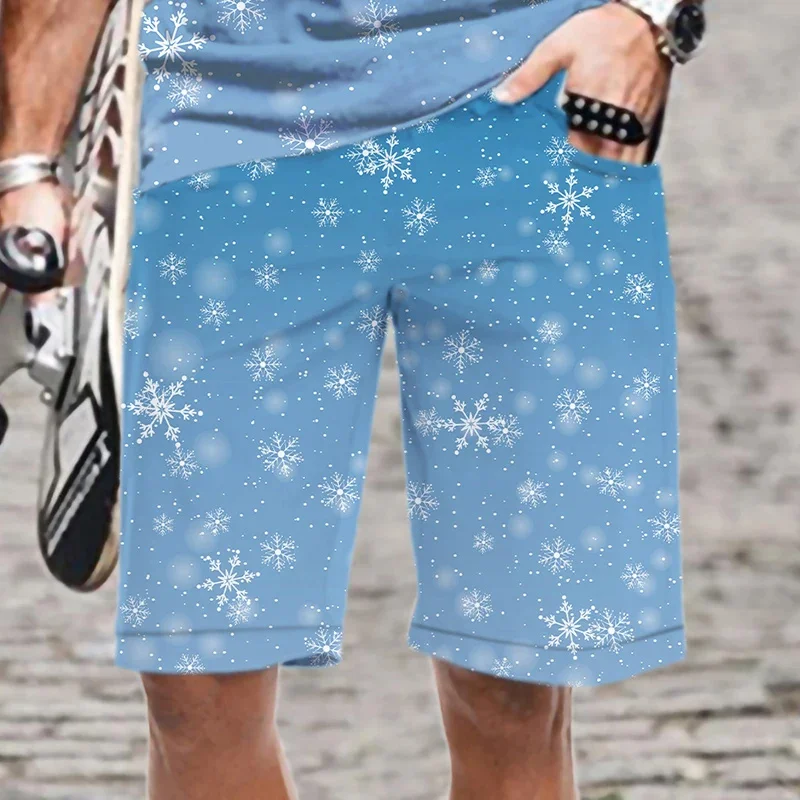 Summer Vintage New 3D Snowflake Printed Beach Shorts Men Fashion Streetwear Swimming Trunks Kid Cool Short Pants Trunks Clothes