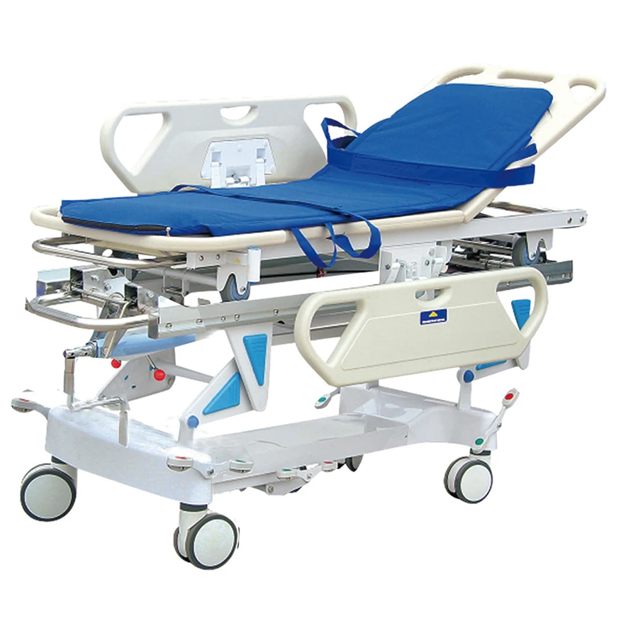 2026 New Cheap Adjustable Manual Stainless Steel Hospital Patient Transport Emergency Stretcher Ambulance Bed Transfer Stretcher