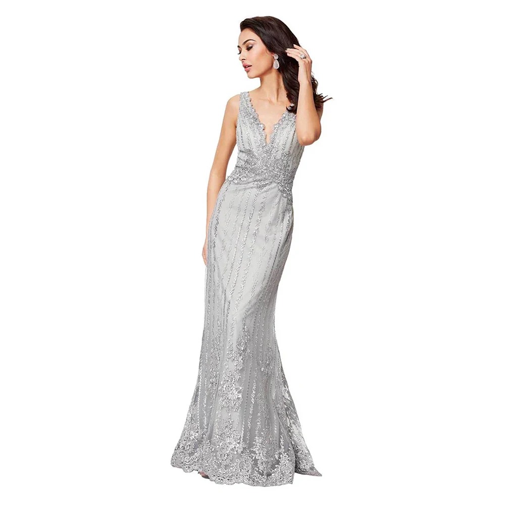 

Women's Formal Evening Gowns V Neck Lace Mermaid Evening Dresses Elegant Formal Party Gowns Luxury Sequin Formal Dress for Women