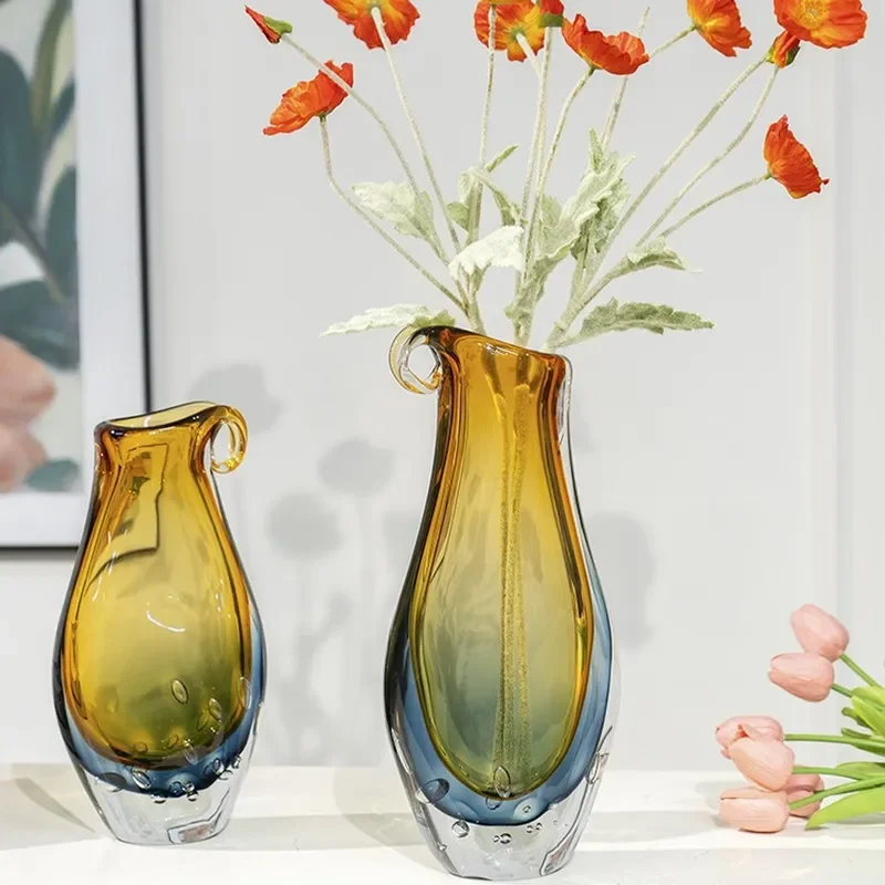 Gradient Color Ceramic Vase Modern Minimalist Flower Arrangement Ornament for Living Room TV Cabinet Porch Home Decor Art