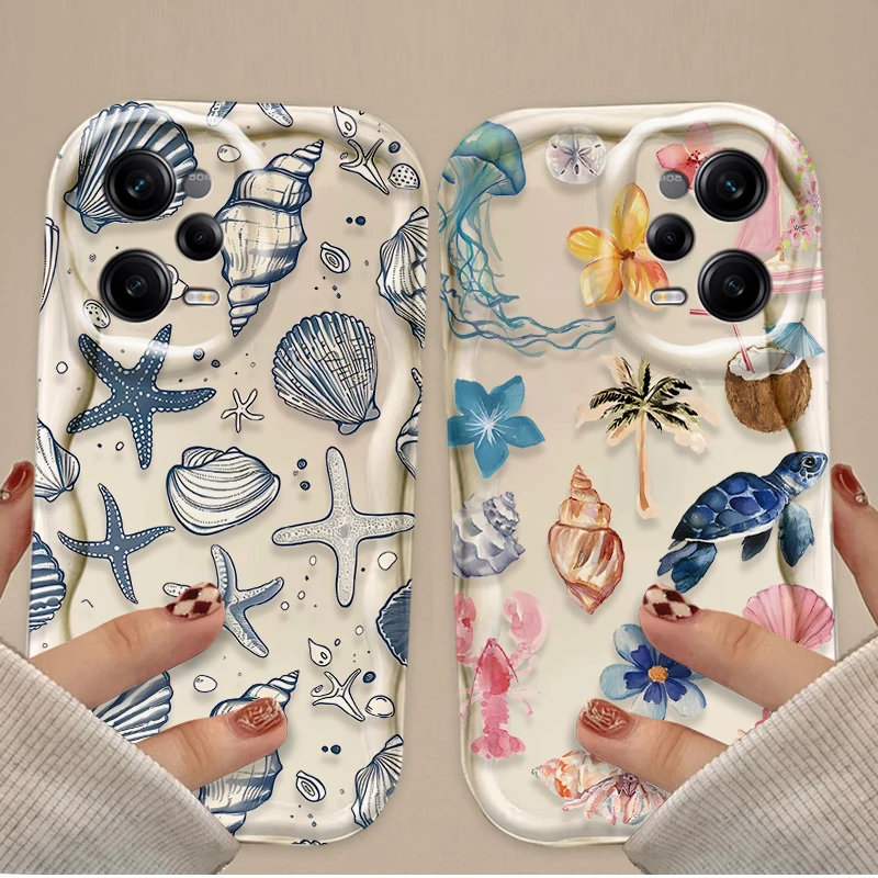 Colorful Marine Organism Case For Xiaomi Redmi Note 13 12 Pro Plus 4G 5G 12S 11S 11 10 10S 9 9S Redmi 14C 13C 12C A3 Back Cover