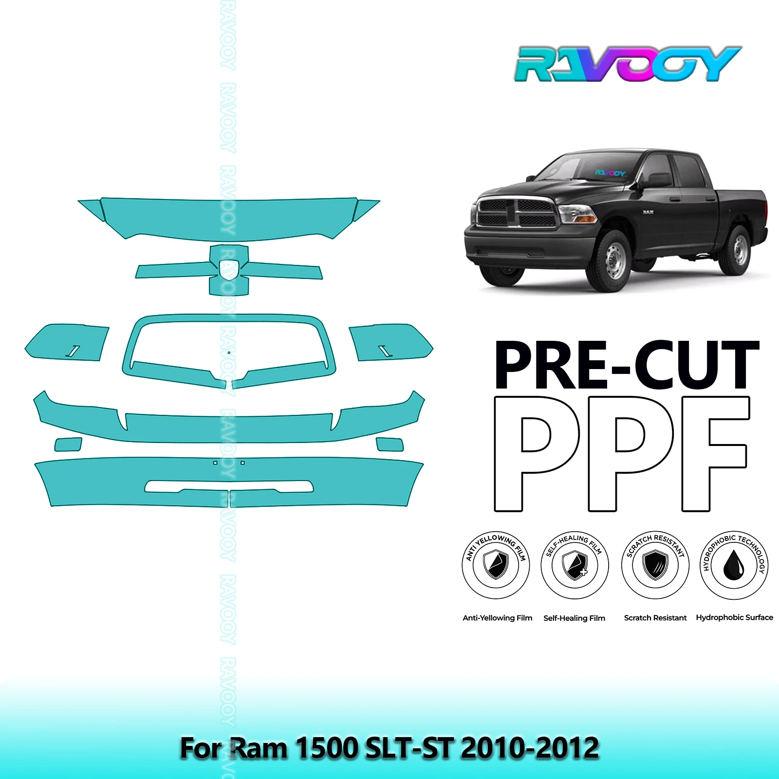 

Car Front Kit Clear Bra Precut PPF Paint Protection Film For Ram 1500 SLT-ST 2010-2012