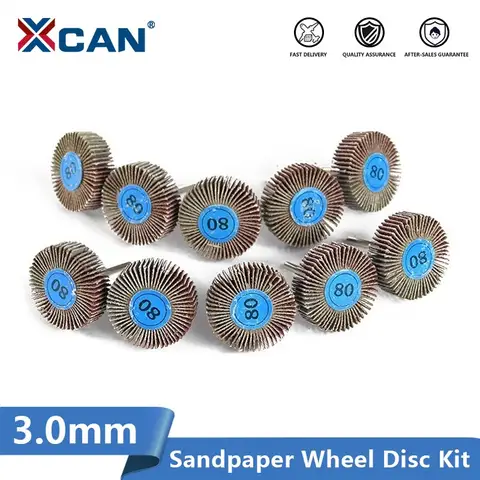 XCAN-80 그릿 그라인딩 샌딩 사포 플랩 휠 디스크, Dremel 로타리 공구용 3.0mm 생크 셔터 연마 휠