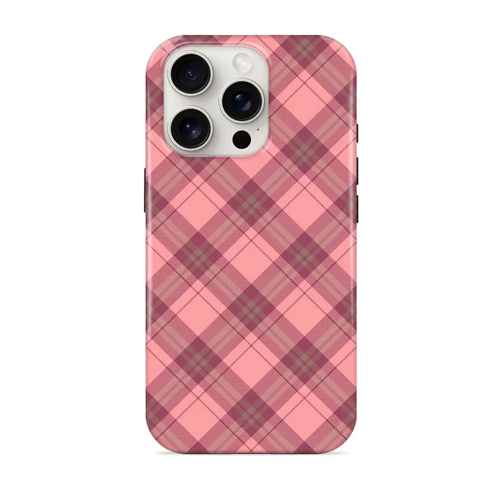 

Роскошный двухслойный чехол-накладка Tartan Blush для iPhone 17, 16e, 16, 15, 14, 13, 12, 11, X, XS, XR, XSMAX, 7, 8, Air, Pro, Max, Plus
