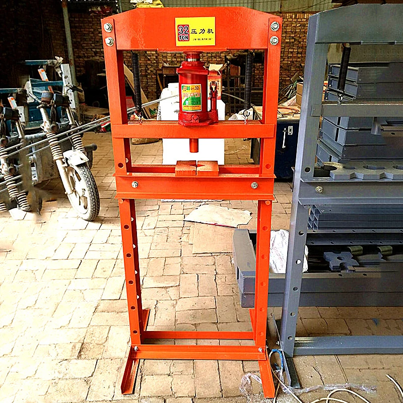 

32T Hydraulic H-Frame Garage Floor Adjustable Shop Press with Plates 6T/12T Orange for Garages or Professional Shops