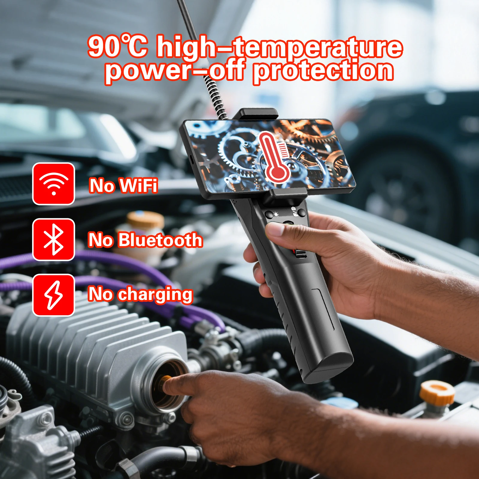 กล้องส่องตรวจแบบข้อต่อหมุนได้ 360 องศา °   กล้องส่องตรวจภายในแบบมีข้อต่อพร้อมไฟ LED 6 ดวงสำหรับ Android/IOS