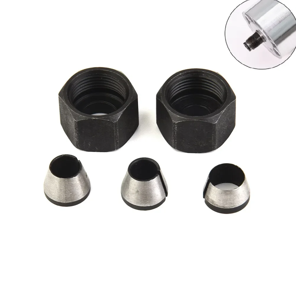 

Trimmer Collet Chuck Router Bit Collet 5pcs/set Carbon Steel Chuck Router Bit Shank Adapter Trimming Machine With Nut