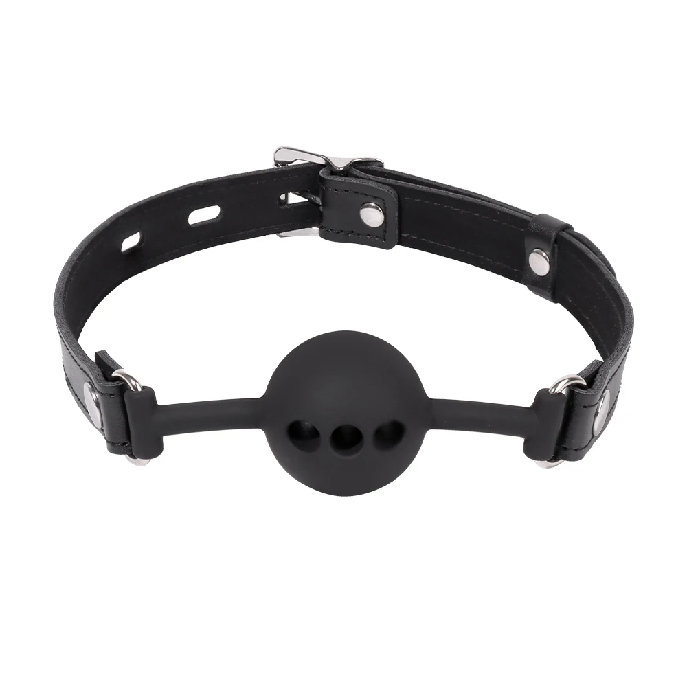 Detachable Ball Gag Black Silicone Mouth Gag 3 Breathing Holes Ball Plug for SM Games Adult Toys