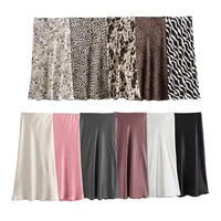 2026 Falda larga informal sencilla para mujer, faldas acampanadas de cintura alta elásticas para primavera y verano, ropa de calle elegante, faldas de satén para mujer