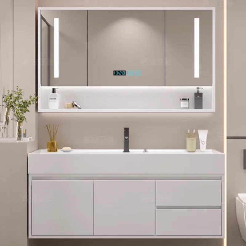 

Makeup Luxury Bathroom Cabinet Rack Storage Mirror Vanity Bathroom Cabinet Shower Organizer Ergonomic Vestidores Hotel Furniture