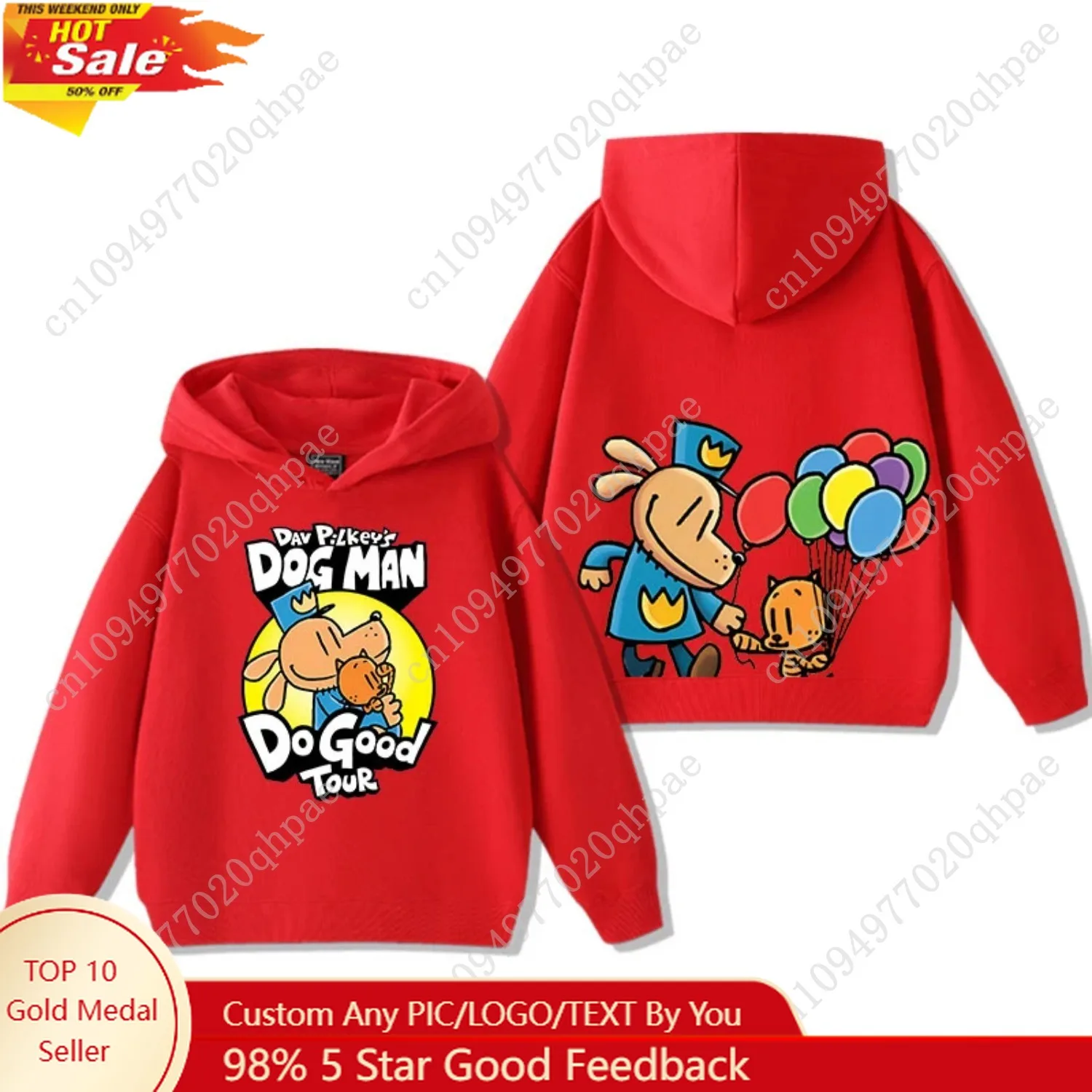 

DOGMAN Detective Dog Printed Hooded Sweatshirt for Autumn/Winter Long-Sleeved Cute and Versatile New Clothing for Boys and Girls