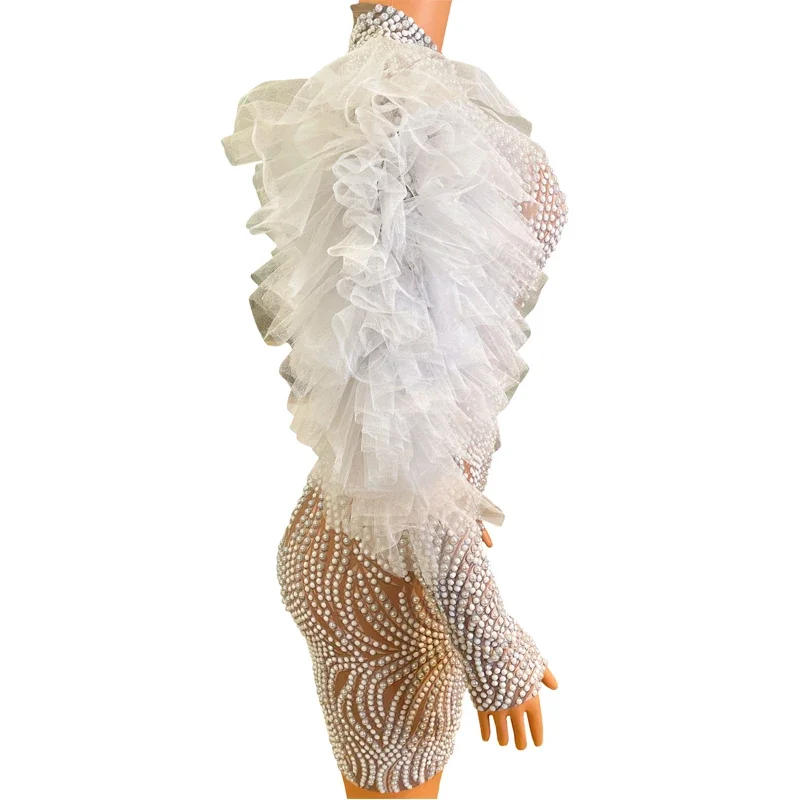 Mode Silber Strass Party Kleid Frauen Spitze Ärmeln Abendkleider Feiern Prom Kleid Bühne Festival Outfit XS7138