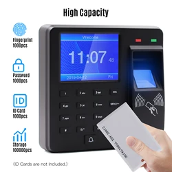 Access Control Time Attendance Machine Fingerprint/Password/ID Card Recognition Time Clock w/ 2.4 Inch Screen Employee Recorder