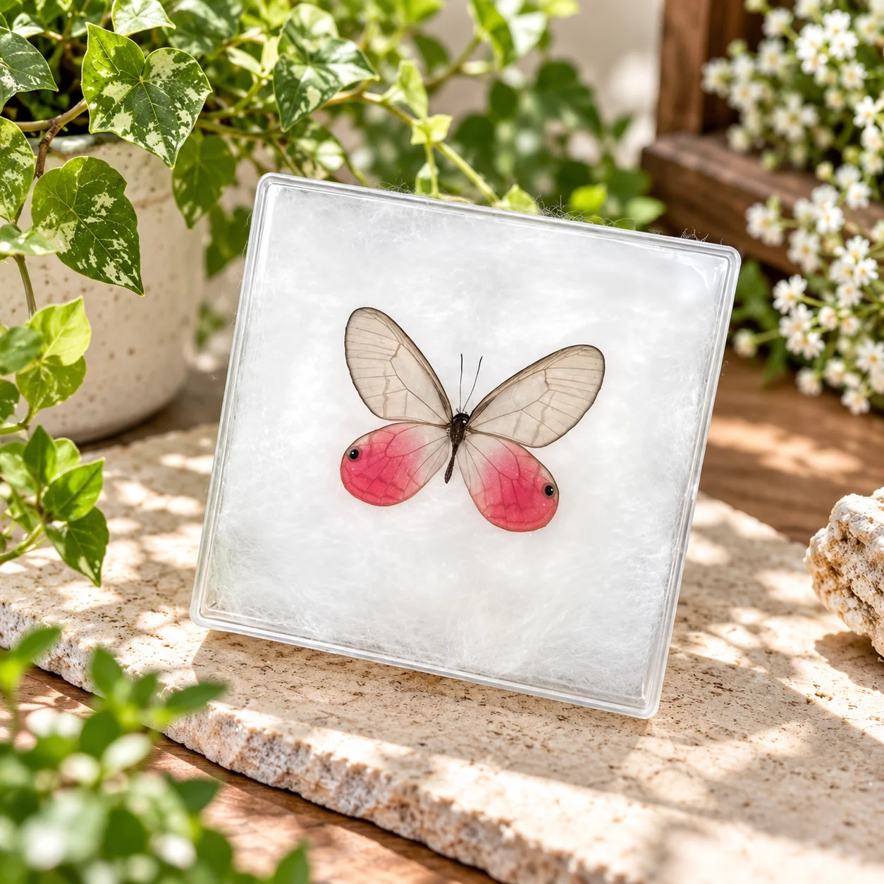 Real Blushing Phantom Cithaerias Pireta Butterfly Handmade Artwork DIY Material Home Decor Unique Craft Gift