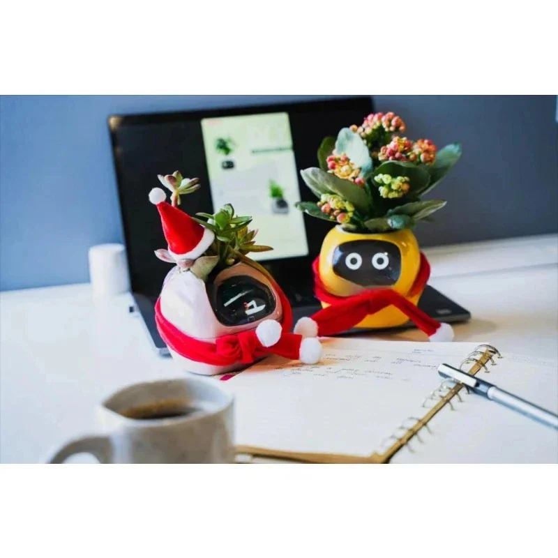 Intelligent Potted Ivy Desktop Green Plant Intelligent Cute Pet interaction Flower Pot Cartoon Expression Plant Emotions English