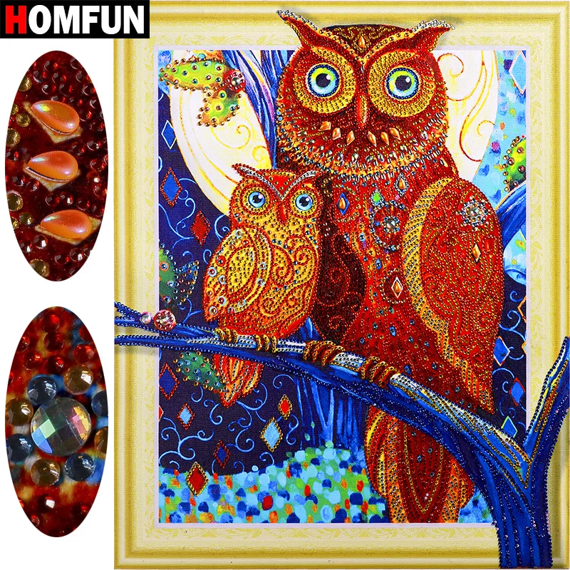 

HOMFUN 5D Special Shape Diamond Painting Owl Diamond Embroidery Full Kit Sale Picture Of Rhinestone Diy Diamond gift 40x50cm