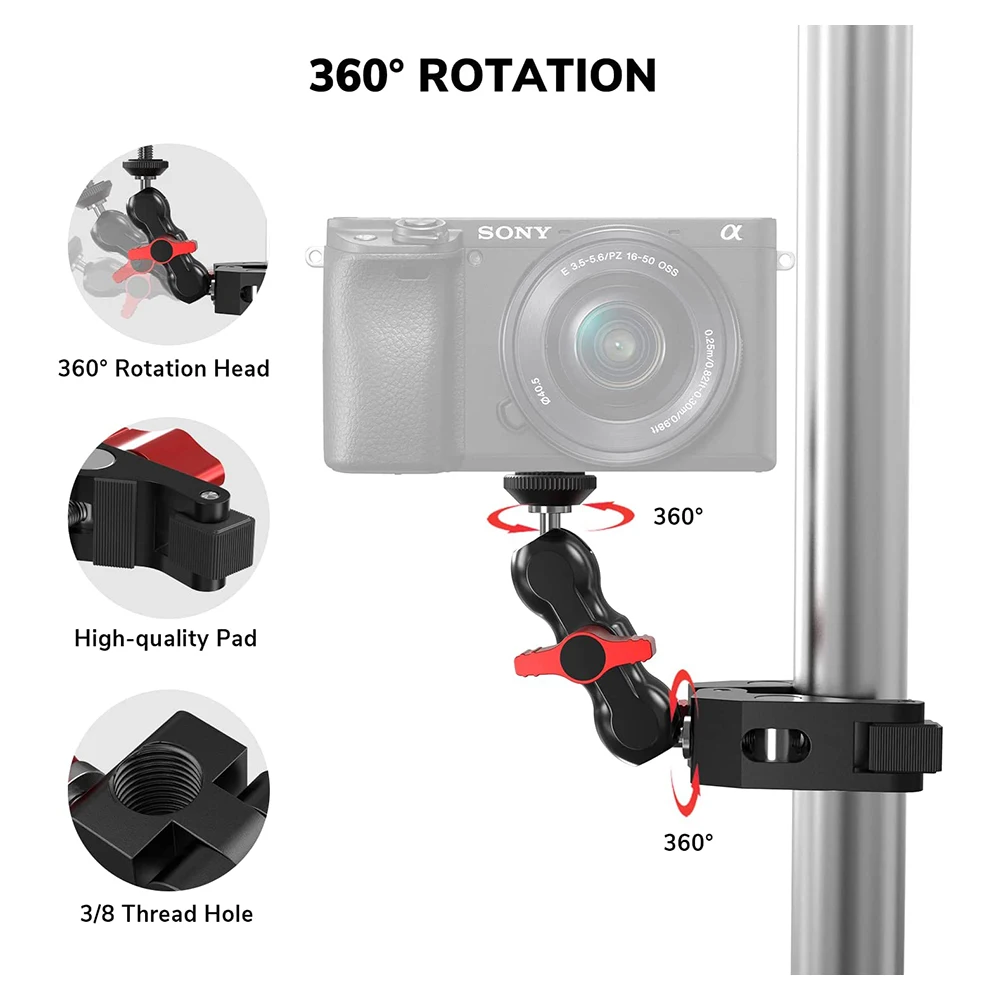 Camera Klem Mount Met 360 ° Balhoofd Arm Voor Slr Veld Monitor Led