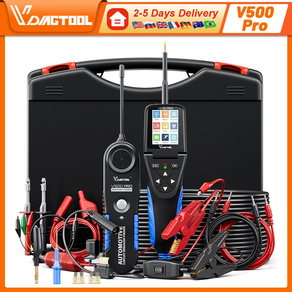 VDIAGTOOL V500PRO Power Scan Circuit Tester Electrical Probe Diagnostic Power 12V/24V Fuel Injector Test Power Battery Relay Tes