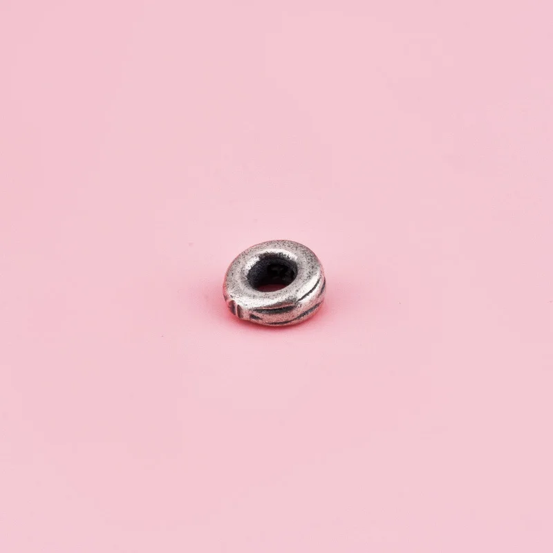 DIY S925 الفضة الاسترليني خمر ملفوف حفرة كبيرة مغلقة حلقة فاصل المنسوجة سوار قلادة باليد #4