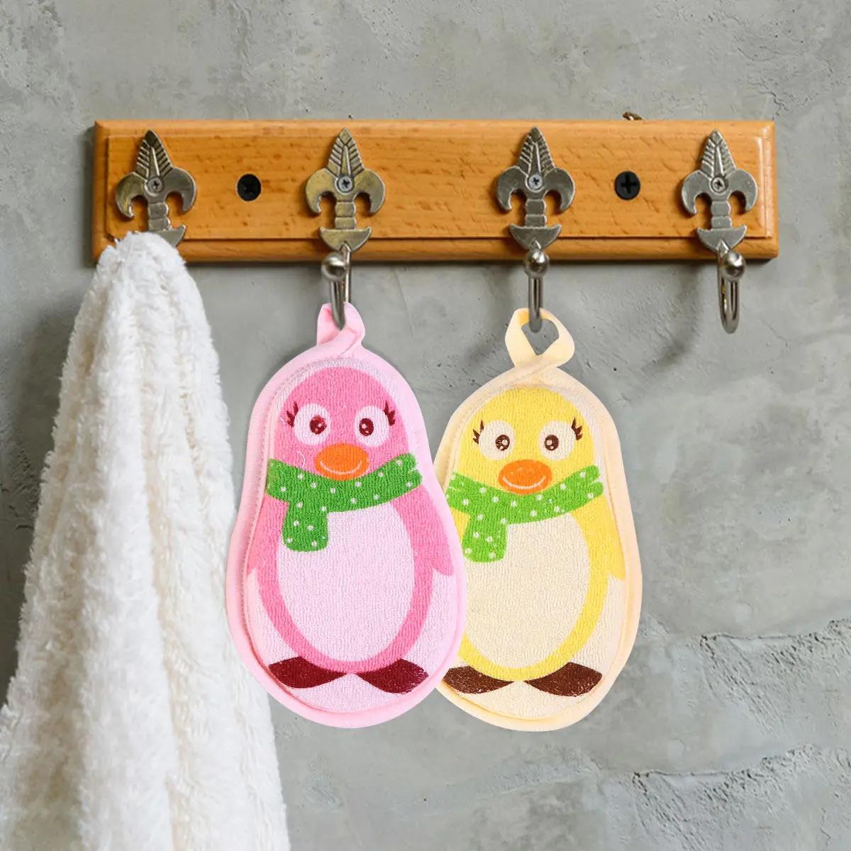 3Pcs Baby Bath Sponge Cartoon Design Safe Soft Cotton Polyester Kids Shower Rub Bathroom Supply Bathing Gloves Infant Rub Towel