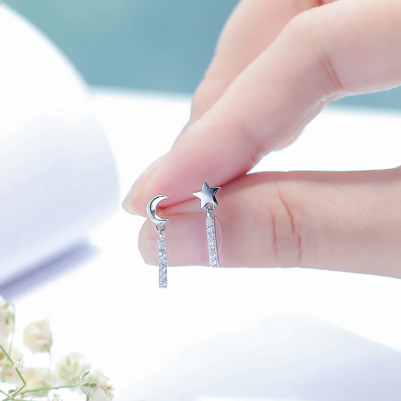 925 Silver S925 Small Stud Earrings Mini Dangle Earrings Versatile Tiny Compact Inlaid Shiny Diamond For Daily Dating Party Use