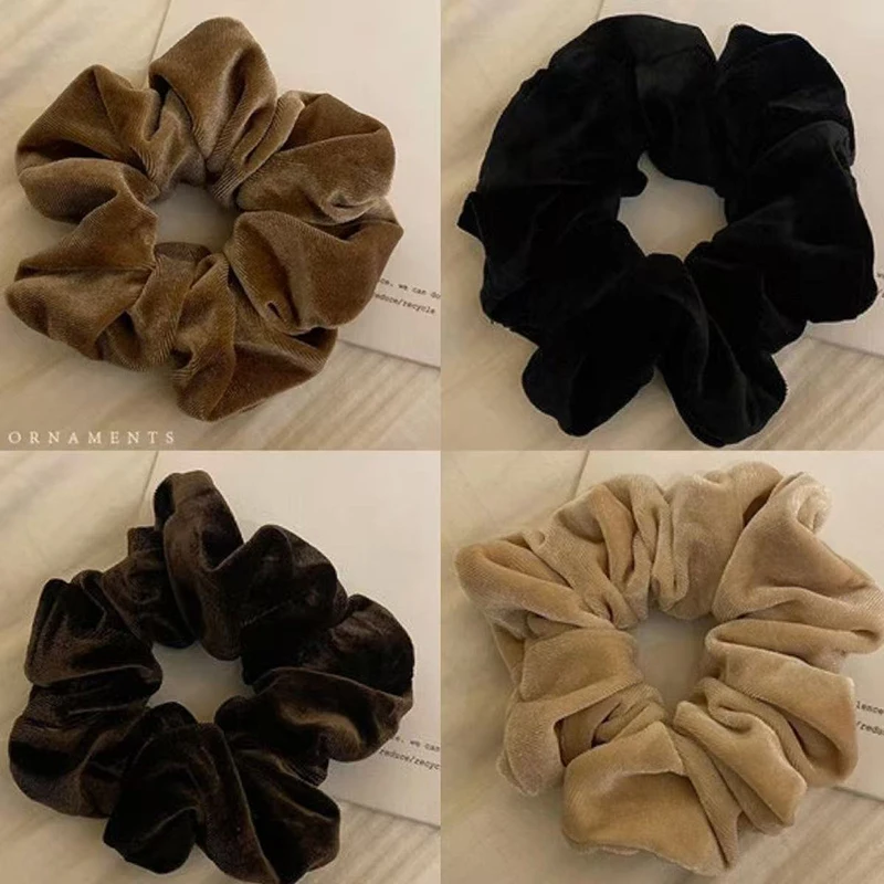 4 Stück Samt Haargummis Damen Haarband Dickdarm Stirnband elastisch Retro Herbst Winter Haarschmuck