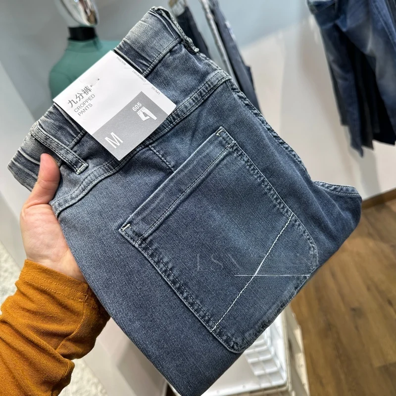 

Удобные мужские джинсы с эластичным поясом в винтажном стиле, повседневные, из денима, весна-лето, свободный крой, дышащие, приятные к коже